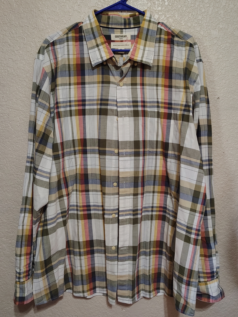 Goodthreads Men's Olive Multi Plaid Button-Down Shirt